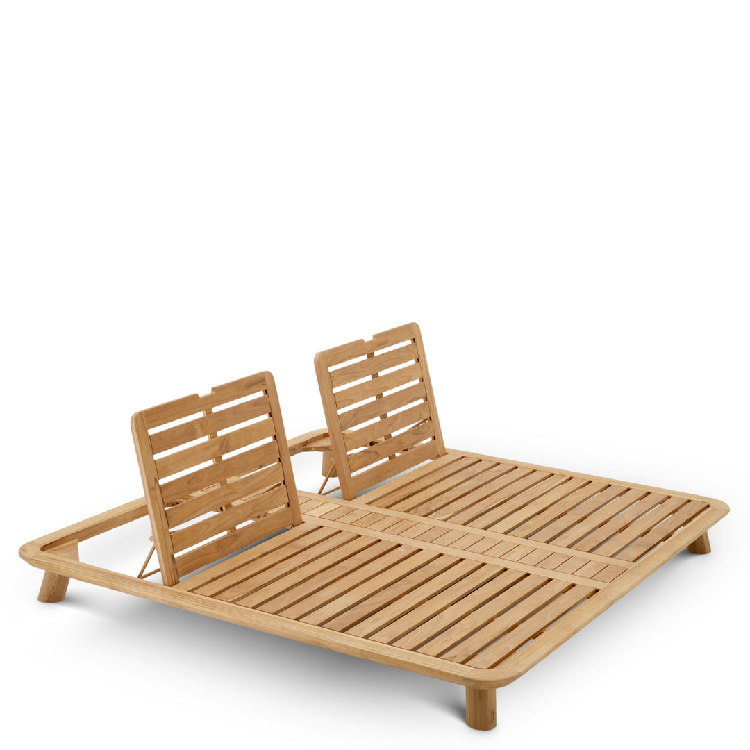 Eichholtz Outdoor Daybed Weston Double Natural Teak Viola Sand