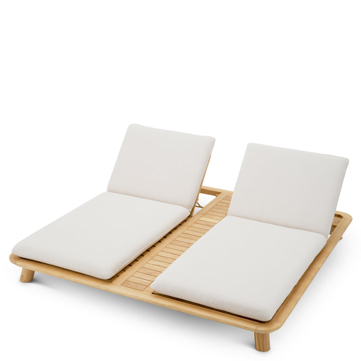 Eichholtz Outdoor Daybed Weston Double Natural Teak Viola Sand