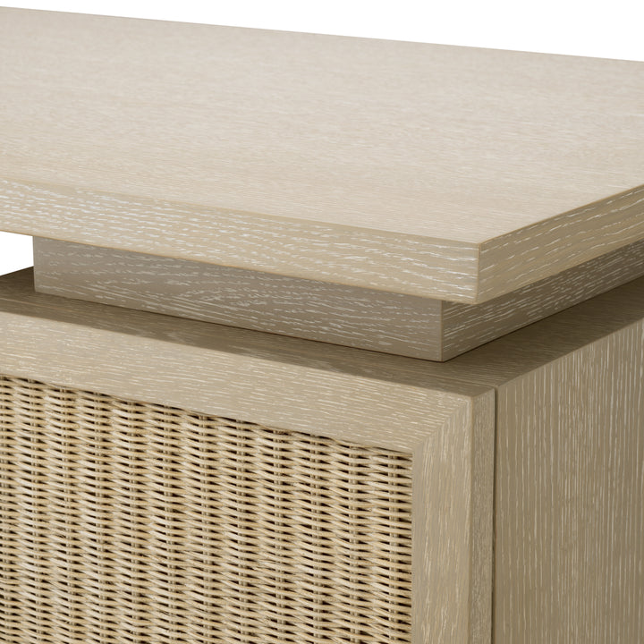 Eichholtz Bureau Borchard Washed Oak Woven Rattan Bronze