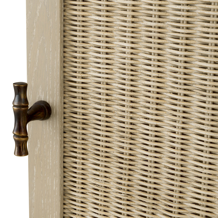 Eichholtz Bureau Borchard Washed Oak Woven Rattan Bronze