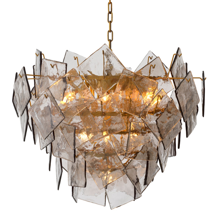 Eichholtz Kroonluchter Biltmore Antique Brass Light Smoke Glass