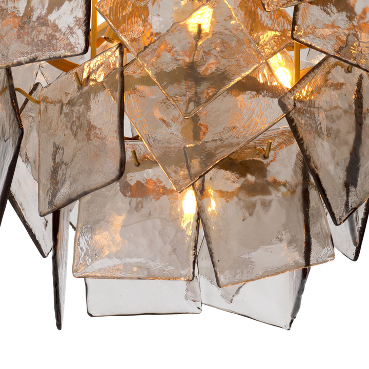 Eichholtz Kroonluchter Biltmore Antique Brass Light Smoke Glass