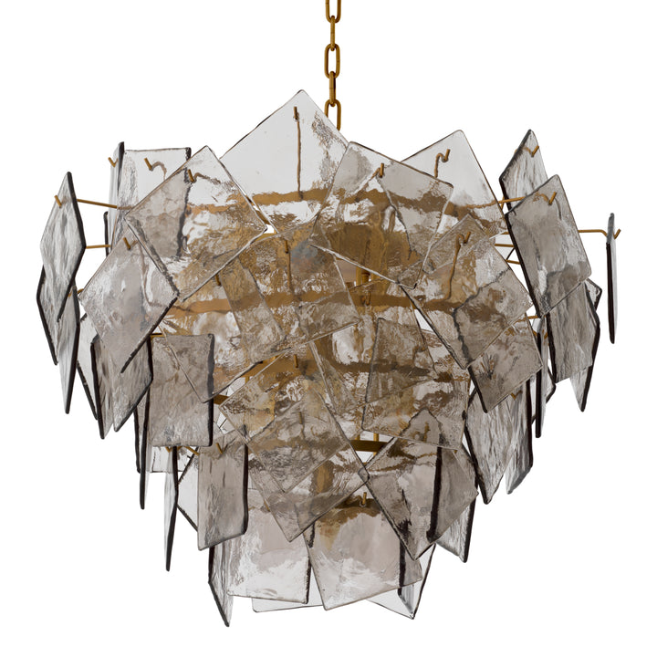 Eichholtz Kroonluchter Biltmore Antique Brass Light Smoke Glass