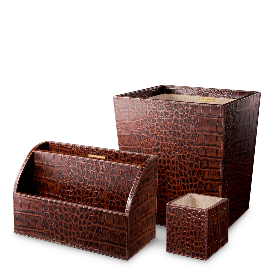 Eichholtz Bureauset Scaleo Sv3 Brown Leather – afbeelding 1