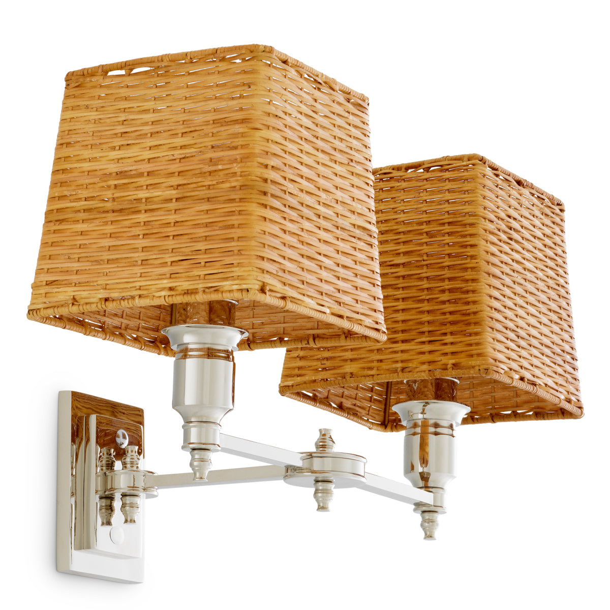 Eichholtz Wandlamp Lexington Double Nikkel Rotan – afbeelding 2