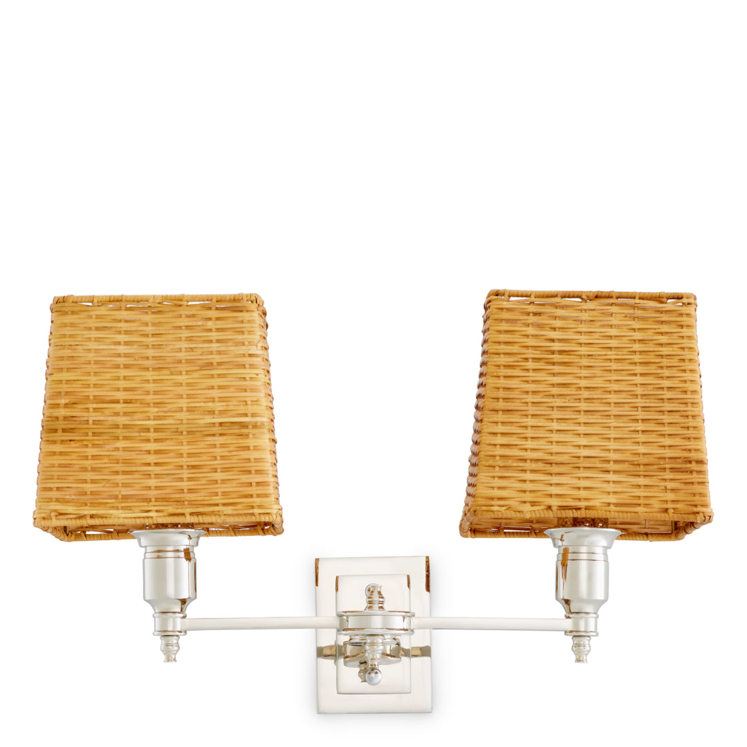Eichholtz Wandlamp Lexington Double Nikkel Rotan – afbeelding 4