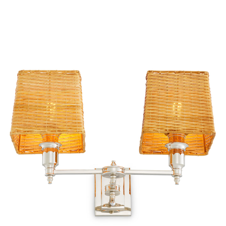 Eichholtz Wandlamp Lexington Double Nikkel Rotan – afbeelding 5
