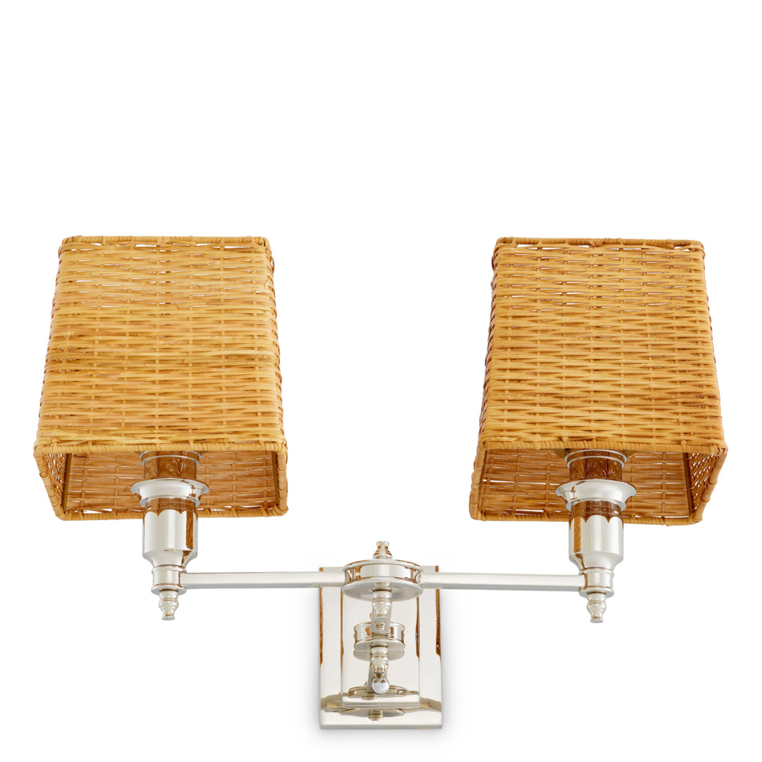 Eichholtz Wandlamp Lexington Double Nikkel Rotan – afbeelding 6