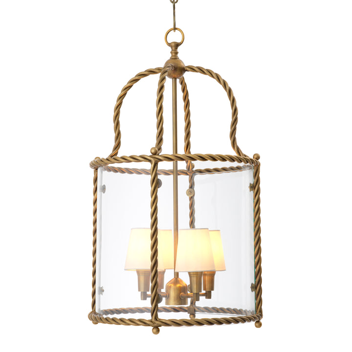 Eichholtz Hanglamp Preston Vintage Brass Witte Kappen