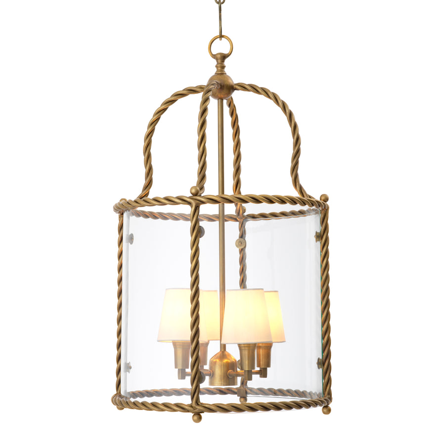 Eichholtz Hanglamp Preston Vintage Brass Witte Kappen