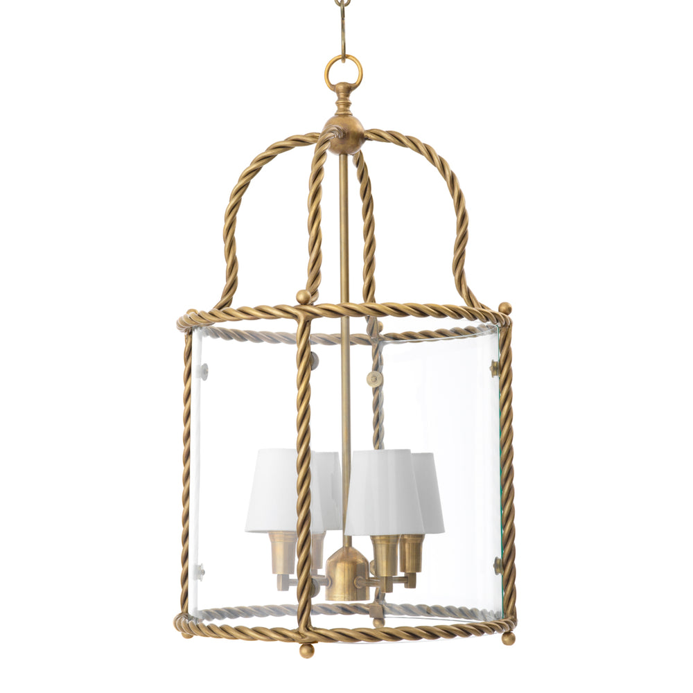 Eichholtz Hanglamp Preston Vintage Brass Witte Kappen