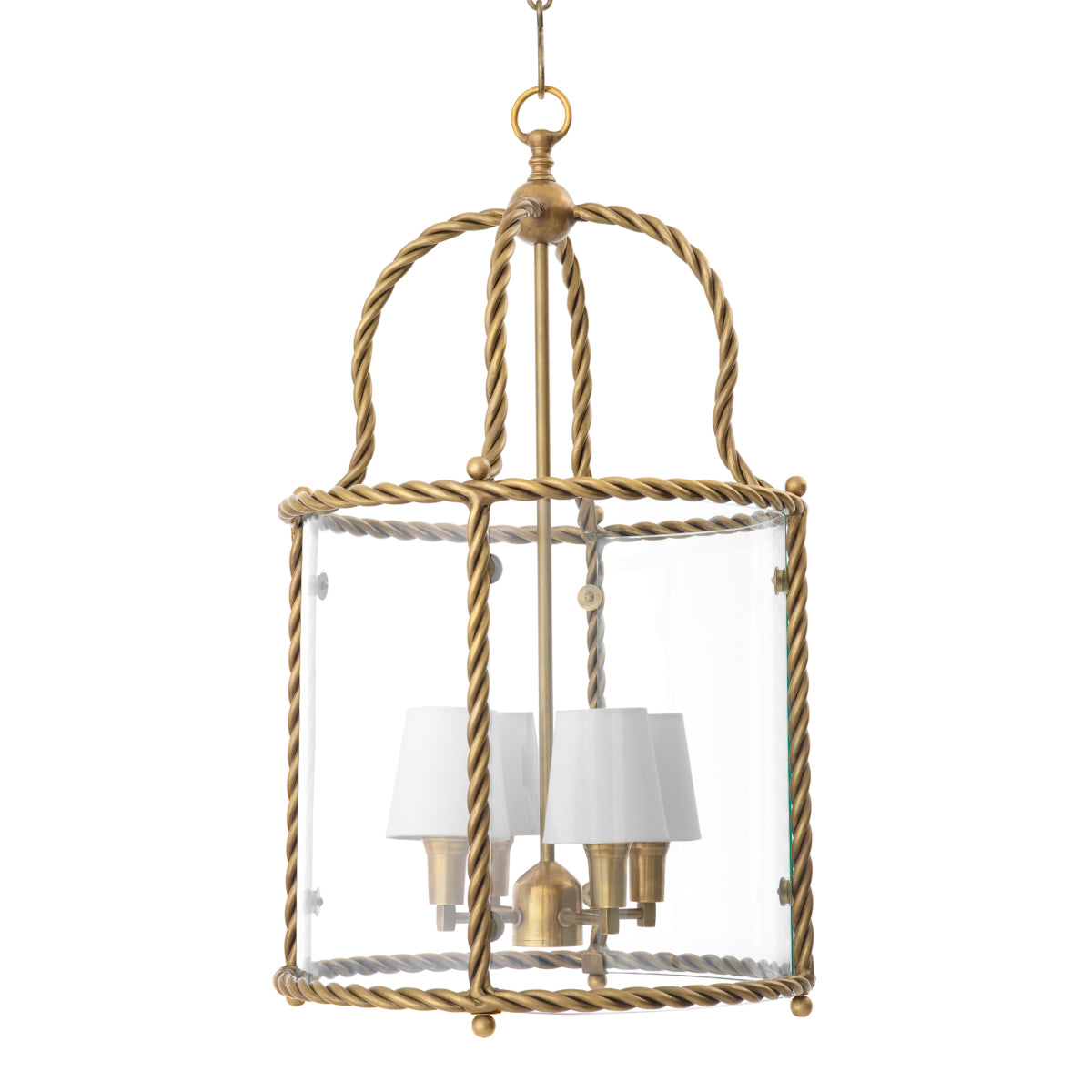 Eichholtz Hanglamp Preston Vintage Brass Witte Kappen