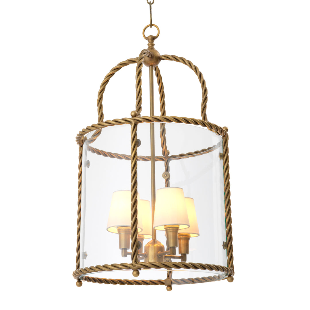 Eichholtz Hanglamp Preston Vintage Brass Witte Kappen