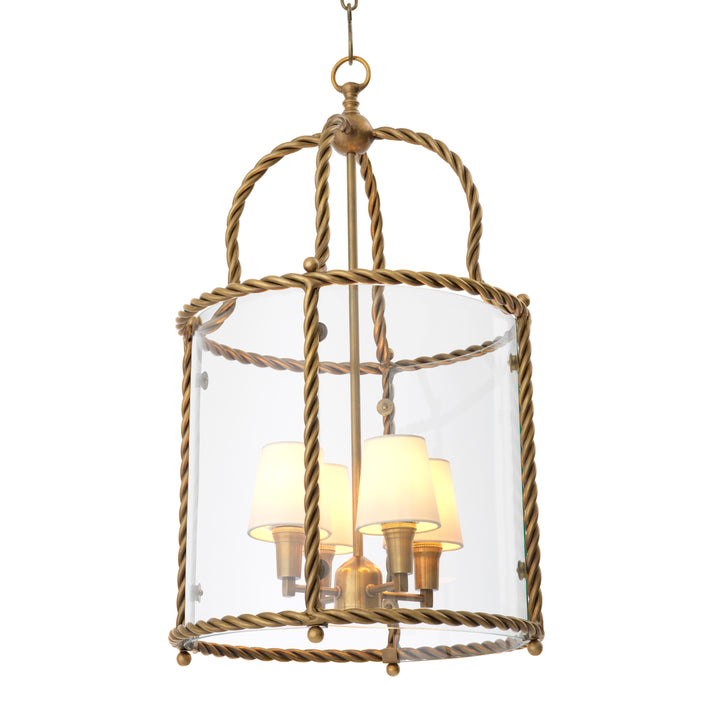 Eichholtz Hanglamp Preston Vintage Brass Witte Kappen