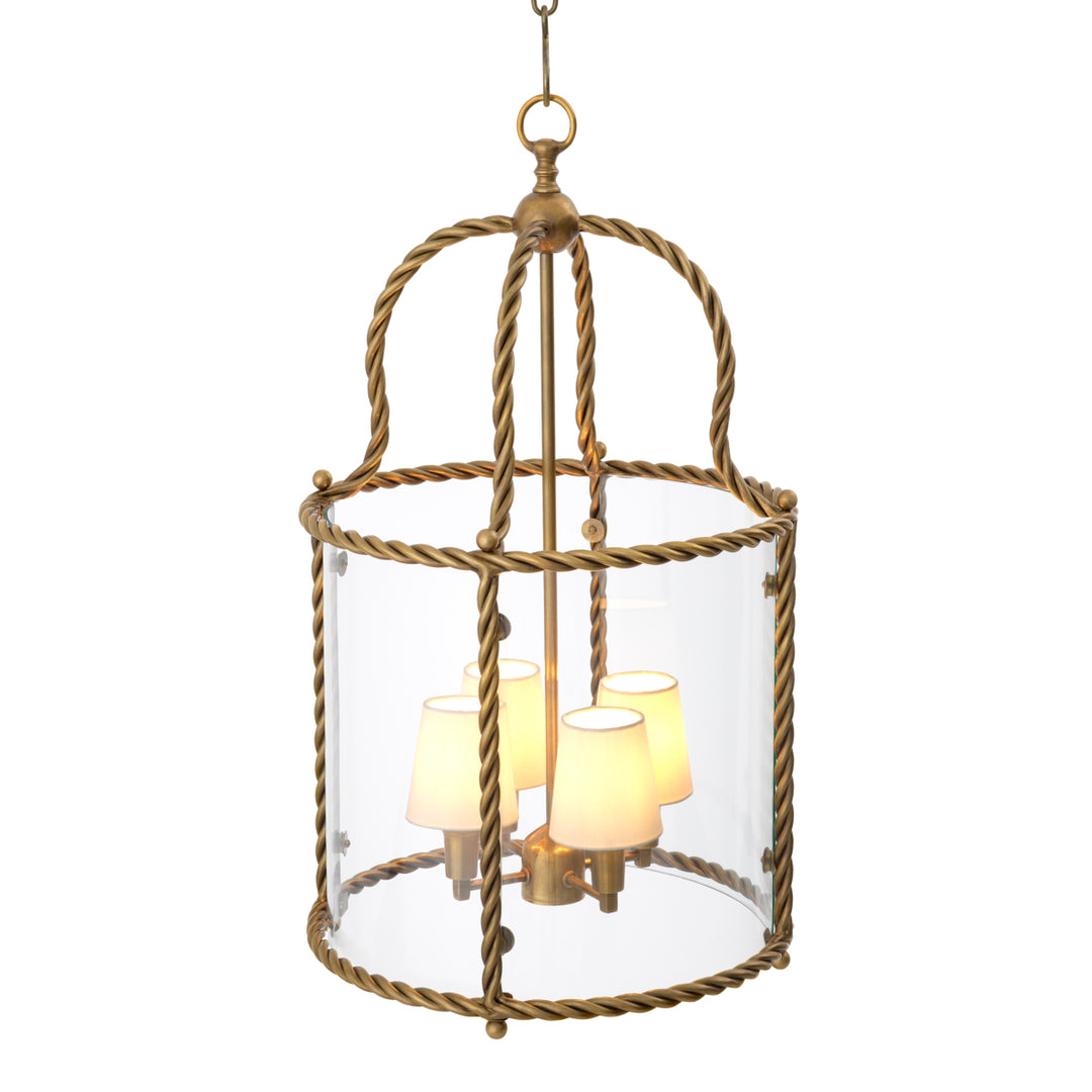 Eichholtz Hanglamp Preston Vintage Brass Witte Kappen