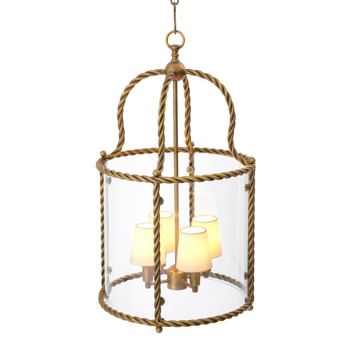 Eichholtz Hanglamp Preston Vintage Brass Witte Kappen