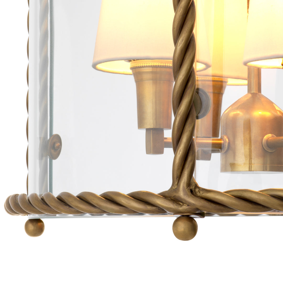 Eichholtz Hanglamp Preston Vintage Brass Witte Kappen