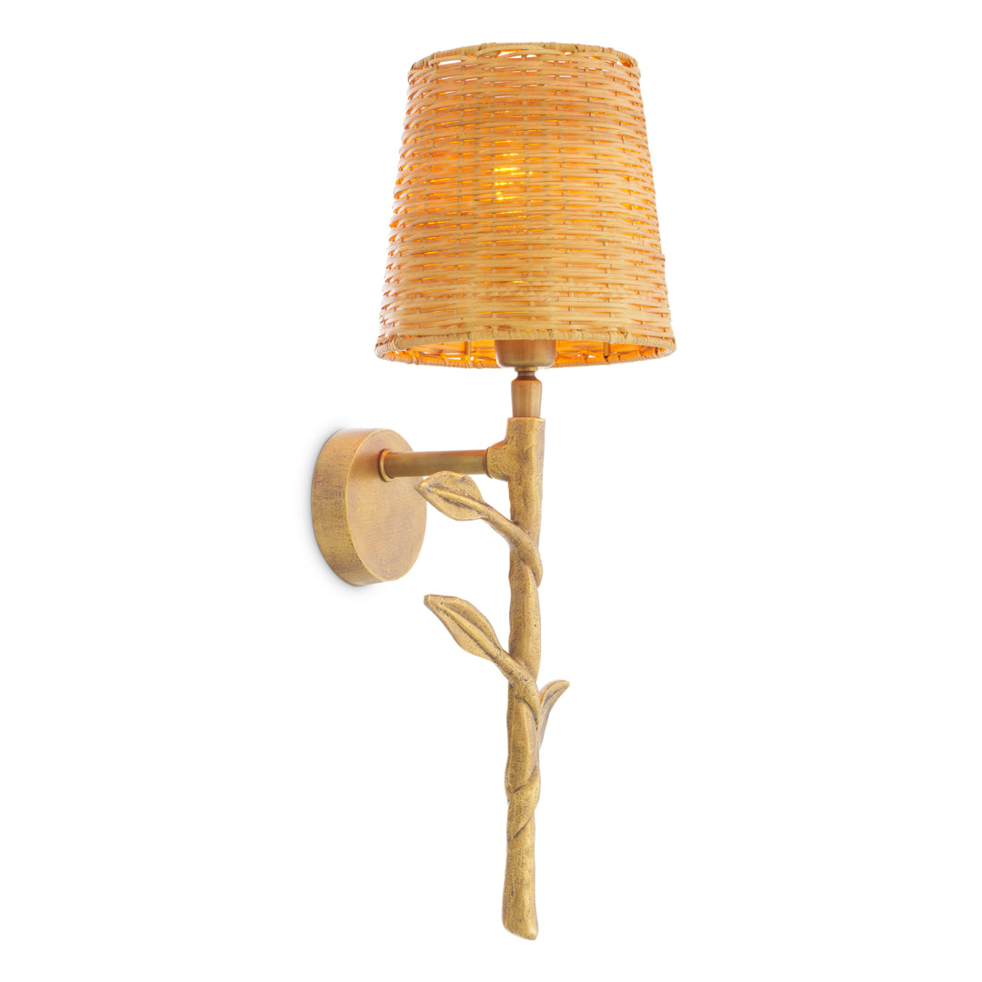 Eichholtz Wandlamp Farini Vintage Messing Rotan – afbeelding 1