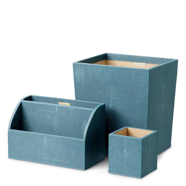 Eichholtz Bureauset Scaleo Set van 3 Blue Shagreen