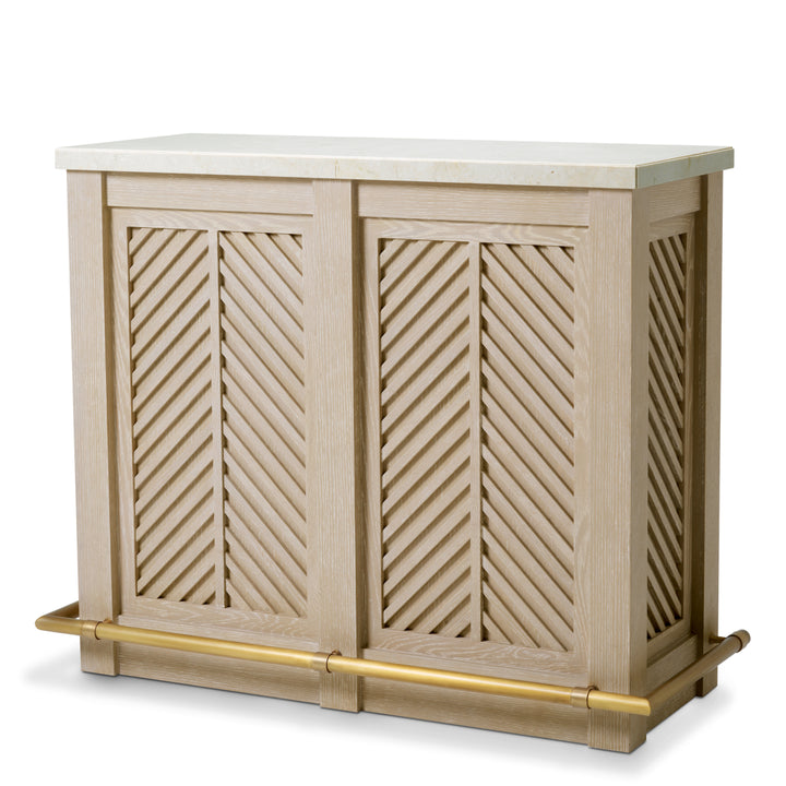 Eichholtz Bar Elvador Washed Oak Beige Marble Brushed Brass