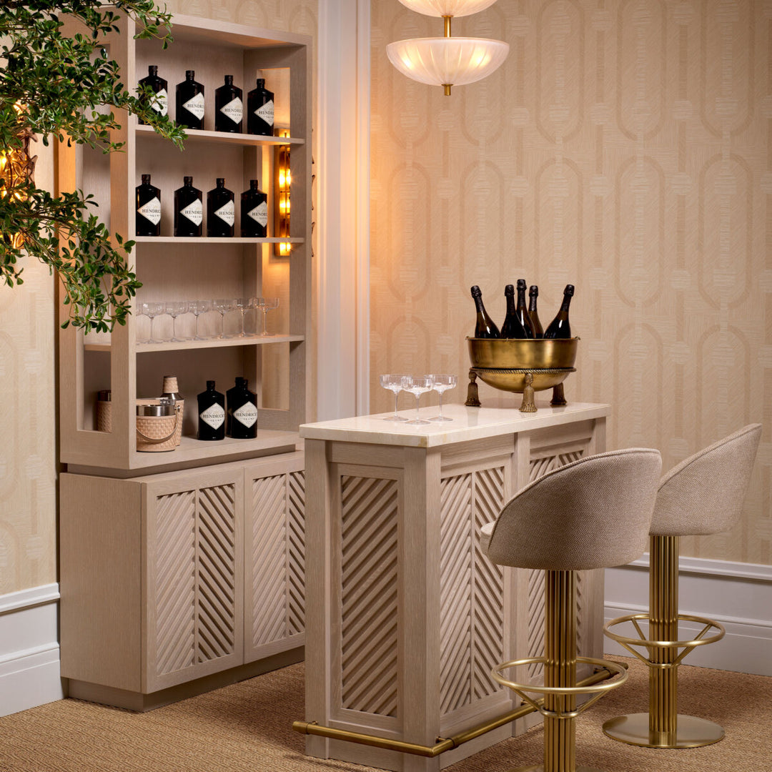 Eichholtz Bar Elvador Washed Oak Beige Marble Brushed Brass