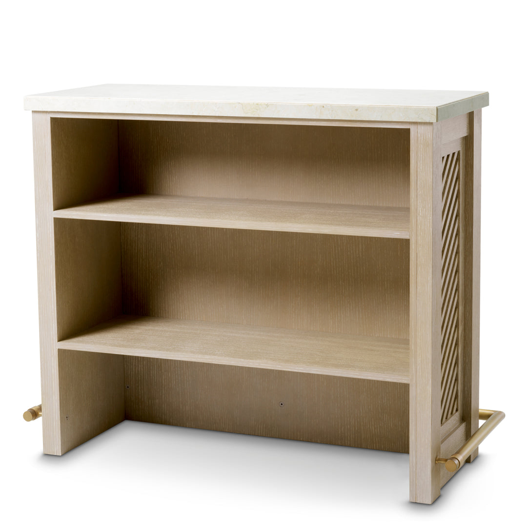 Eichholtz Bar Elvador Washed Oak Beige Marble Brushed Brass