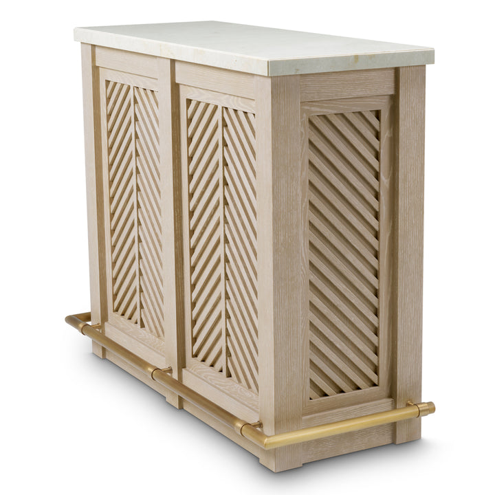Eichholtz Bar Elvador Washed Oak Beige Marble Brushed Brass