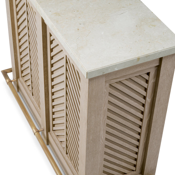 Eichholtz Bar Elvador Washed Oak Beige Marble Brushed Brass