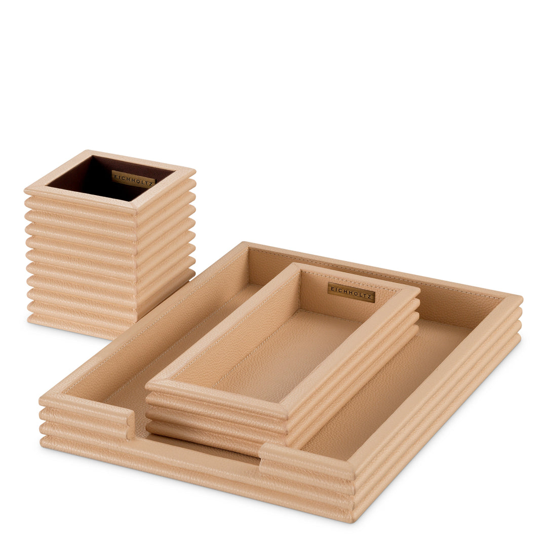 Eichholtz Bureauset Elvane Set van 3 Cognacleer – afbeelding 1