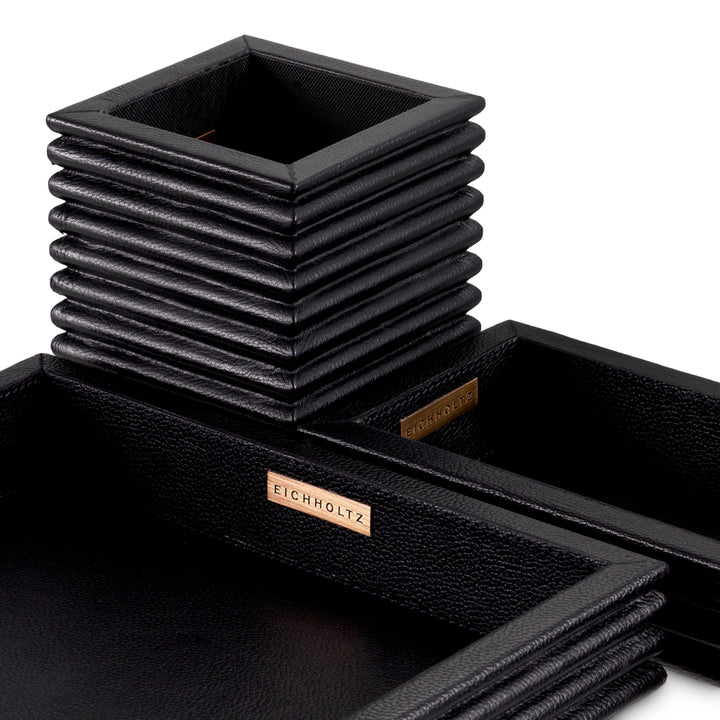 Eichholtz Bureauset Elvane Set van 3 Zwart leer – afbeelding 7