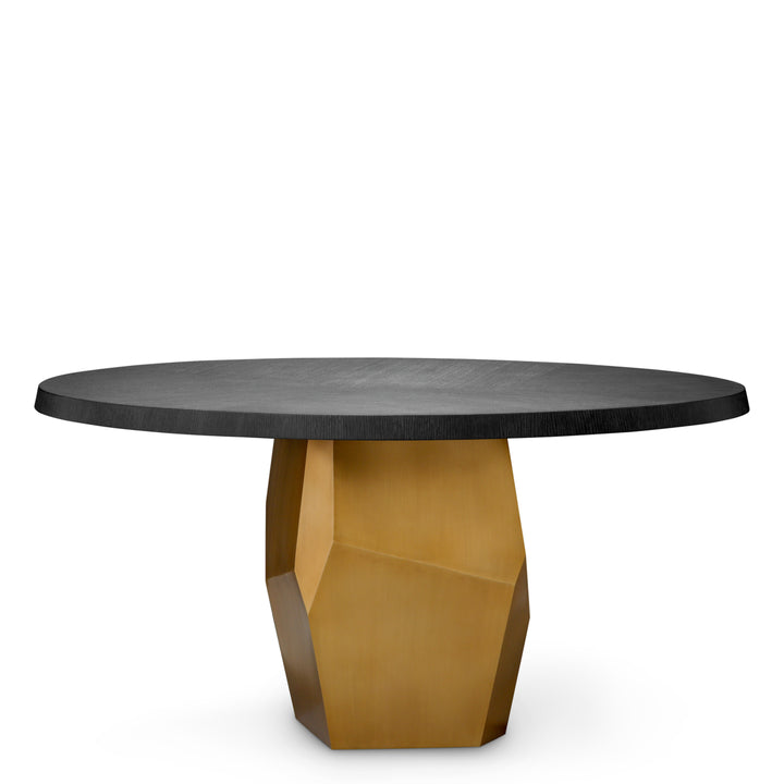 Eichholtz Eettafel Caldor Charcoal Grey Oak Brushed Brass