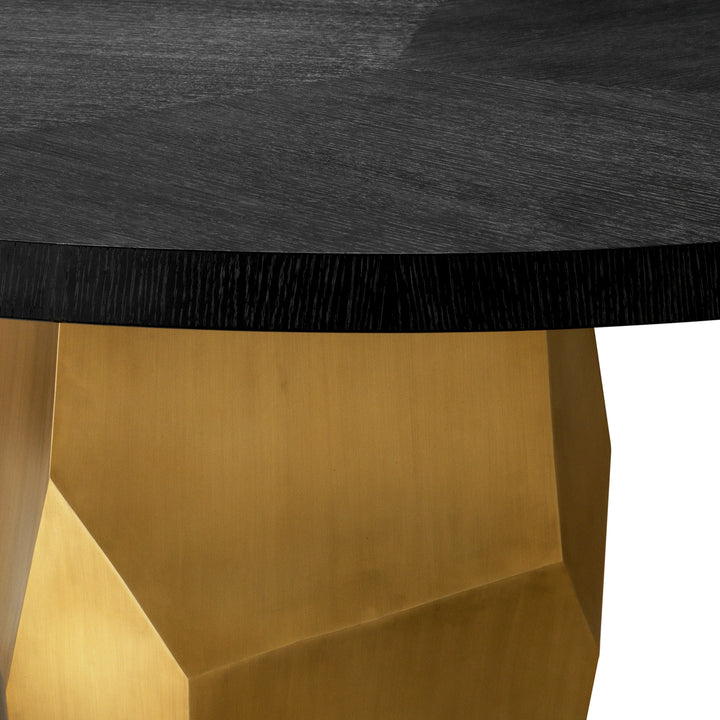 Eichholtz Eettafel Caldor Charcoal Grey Oak Brushed Brass