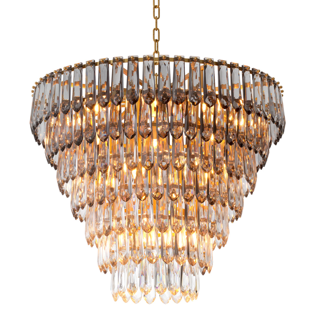 Eichholtz Chandelier Gwendolyn Antique Brass Smoke Clear Glass