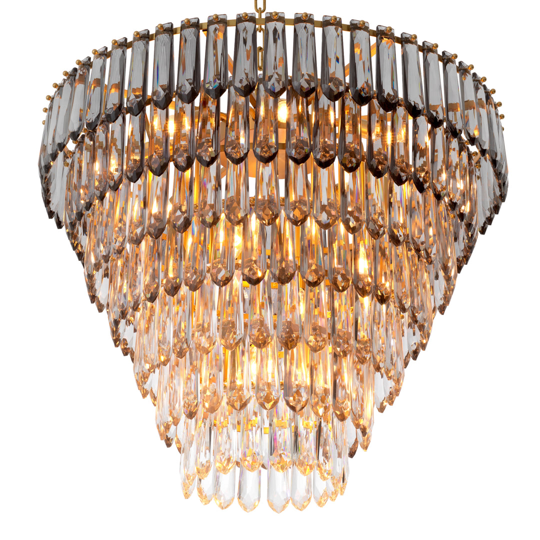 Eichholtz Chandelier Gwendolyn Antique Brass Smoke Clear Glass