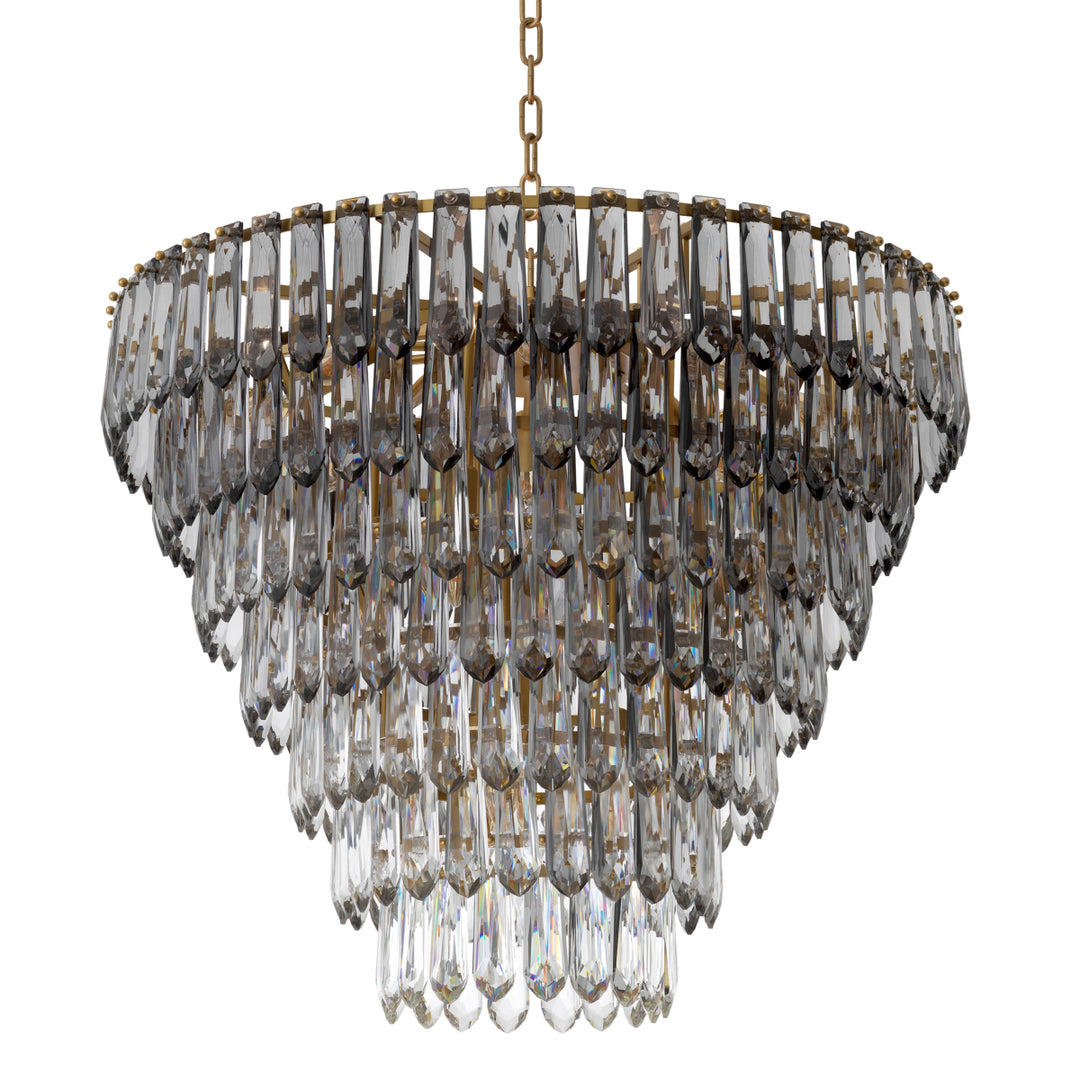 Eichholtz Chandelier Gwendolyn Antique Brass Smoke Clear Glass