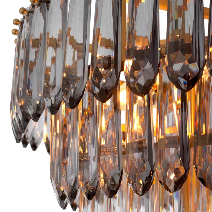 Eichholtz Chandelier Gwendolyn Antique Brass Smoke Clear Glass