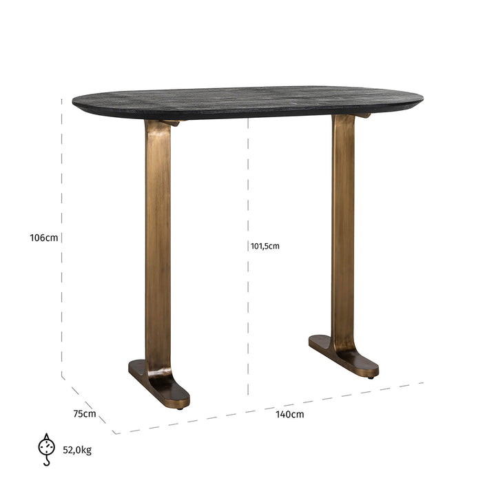 Bar table Revelin oval (Black/gold)