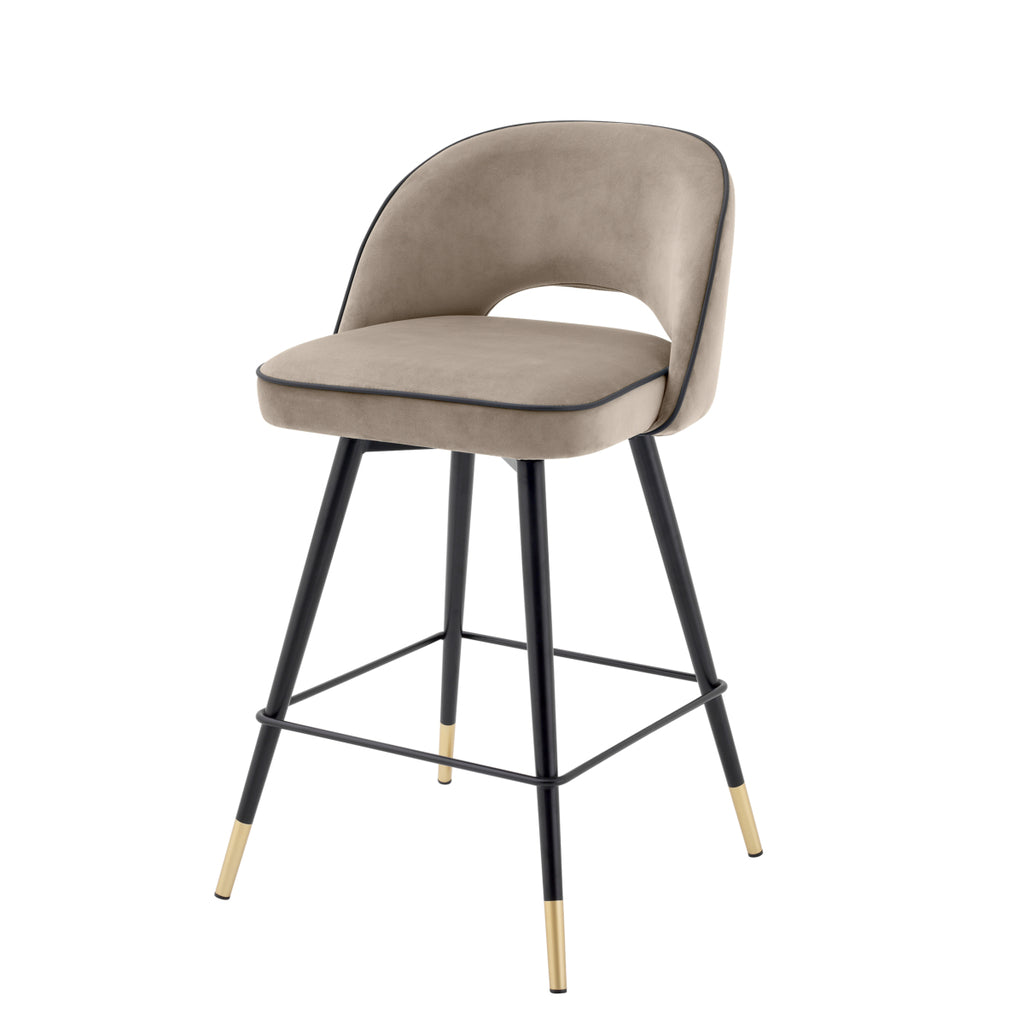 Eichholtz Barstoel Cliff - Savona Greige Velvet Laag (Set van 2)