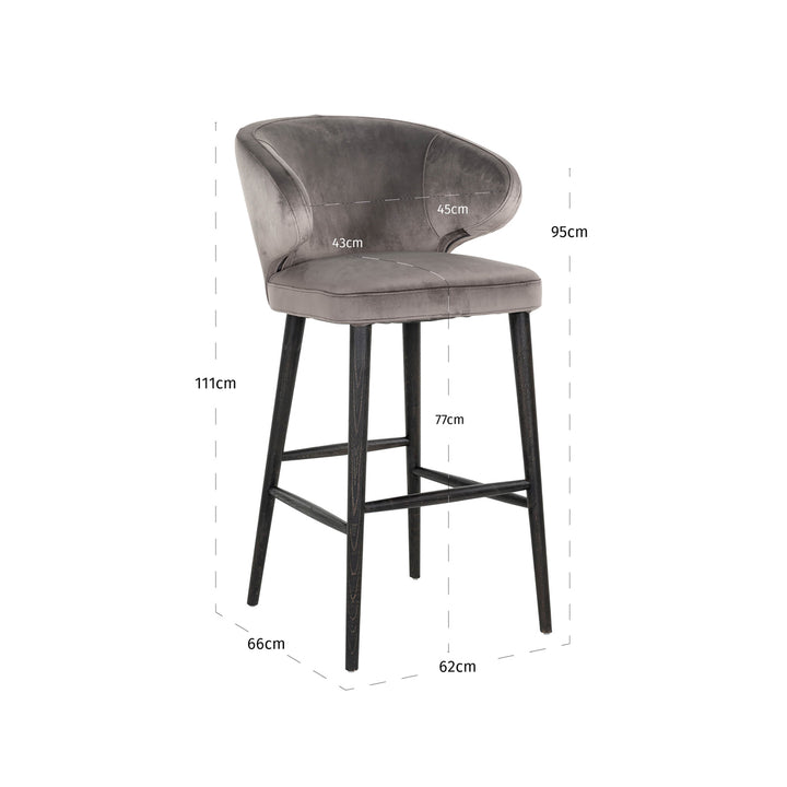 Bar stool Indigo stone velvet