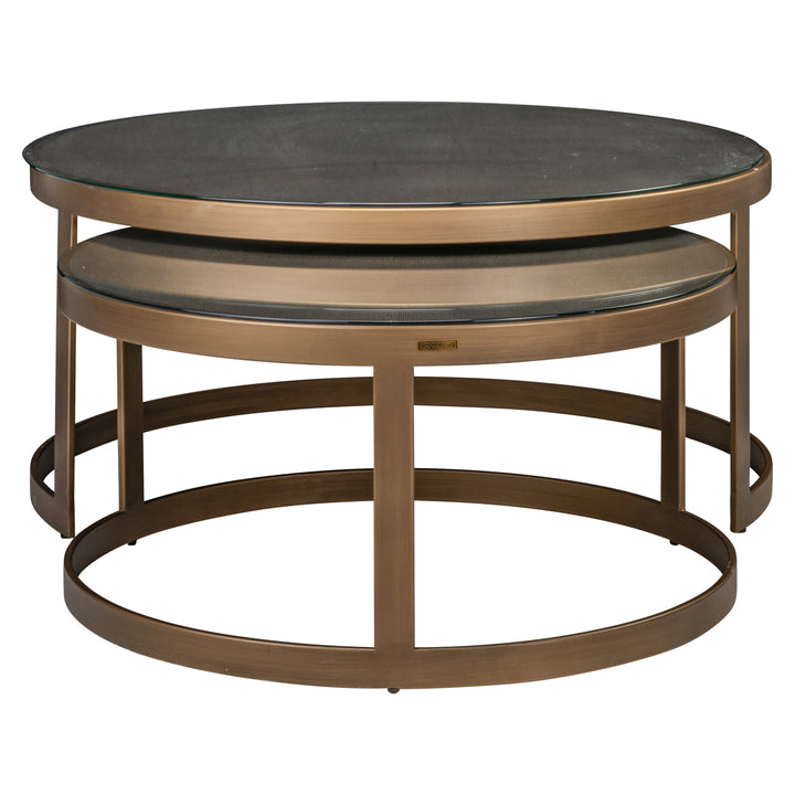 Coffee table Bloomville brass shagreen (Set of 2)