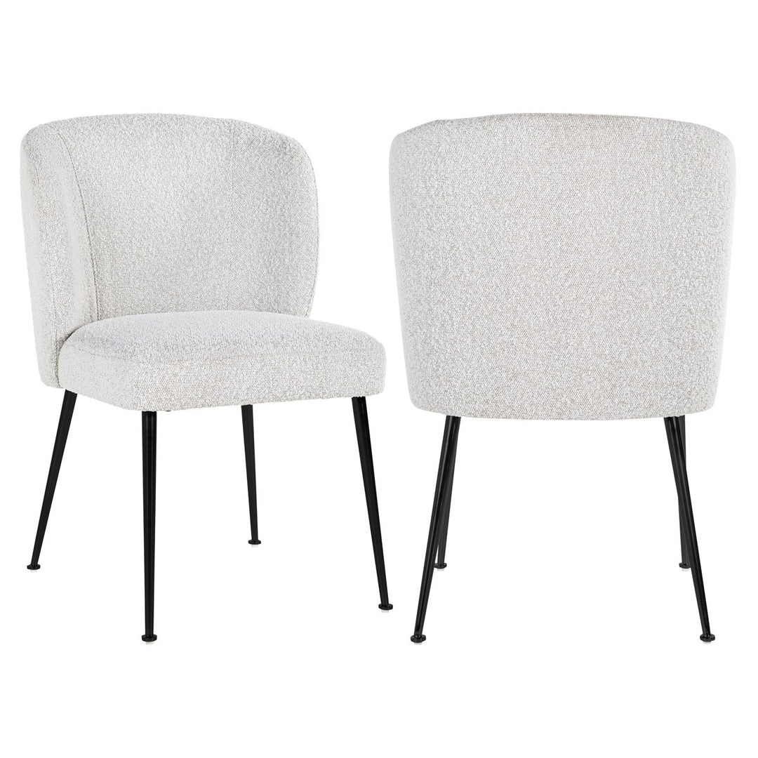Dining room chair Fallon white bouclé