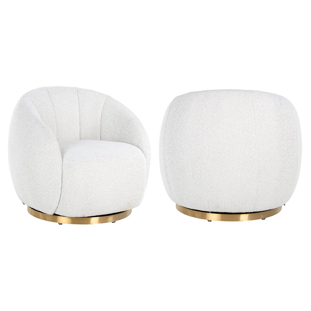 Lounge chair Jago white bouclé swivel