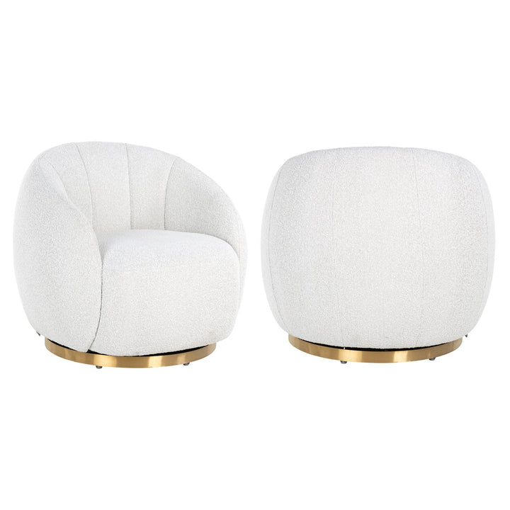 Lounge chair Jago white bouclé swivel