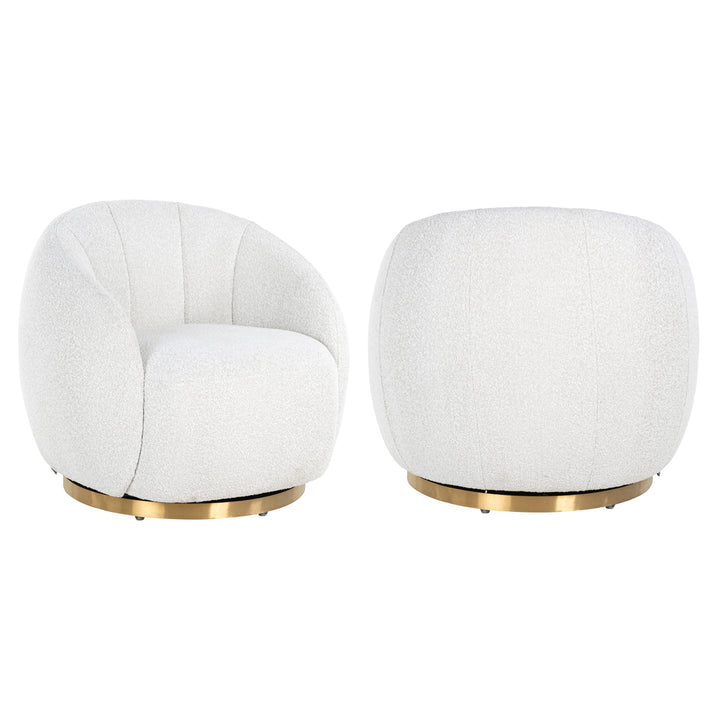 Lounge chair Jago white bouclé swivel