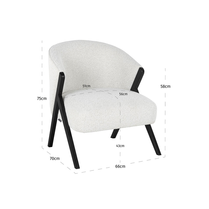 Lounge stoel Mia white bouclé