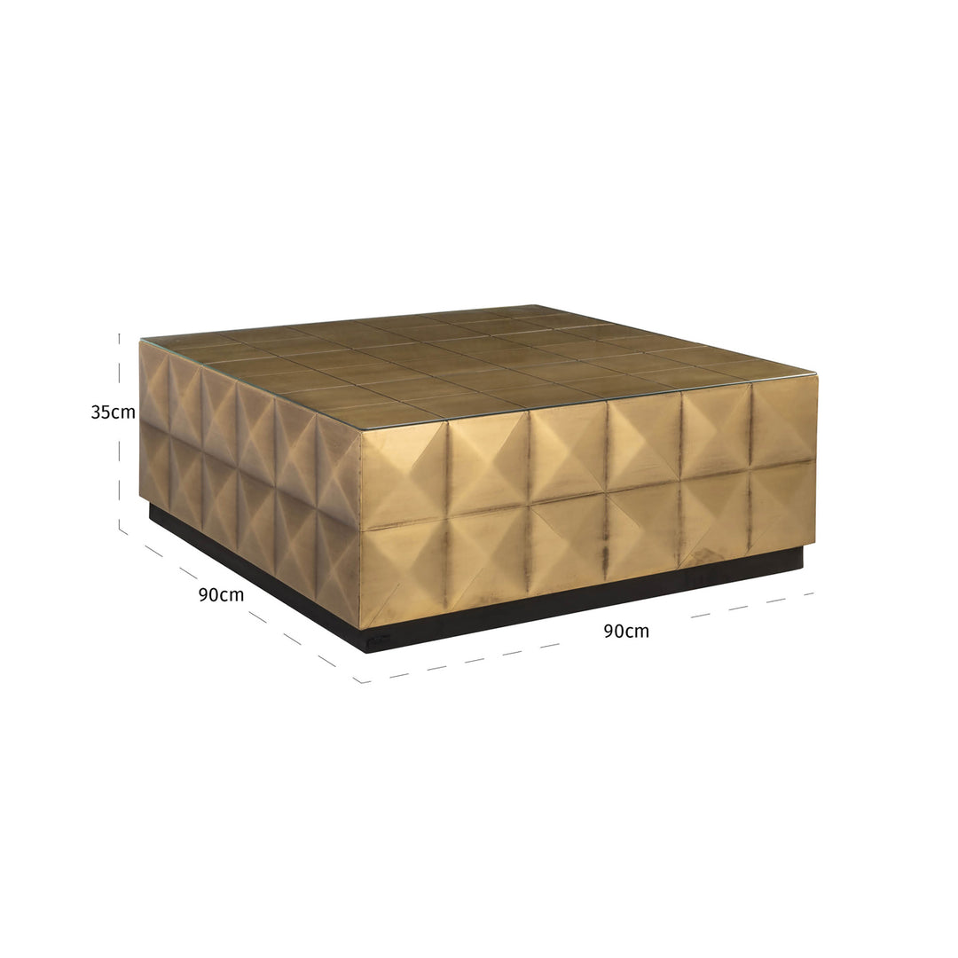 Salontafel Collada brushed gold incl. glass top