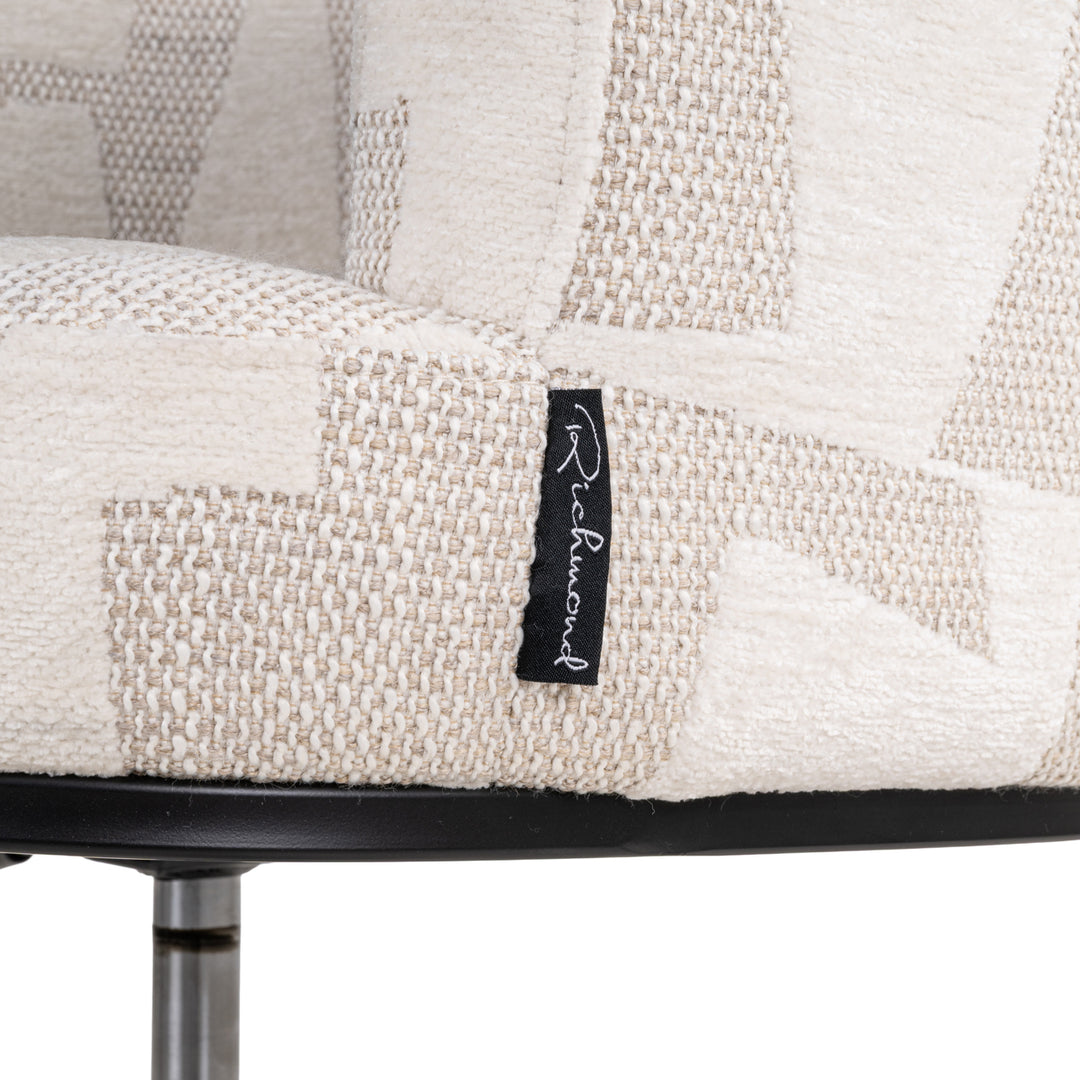 Esszimmerstuhl Rochenne, beige, grafisch, drehbar, auf Rollen