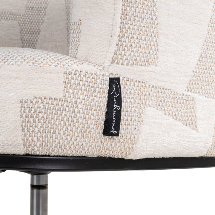 Esszimmerstuhl Rochenne, beige, grafisch, drehbar, auf Rollen