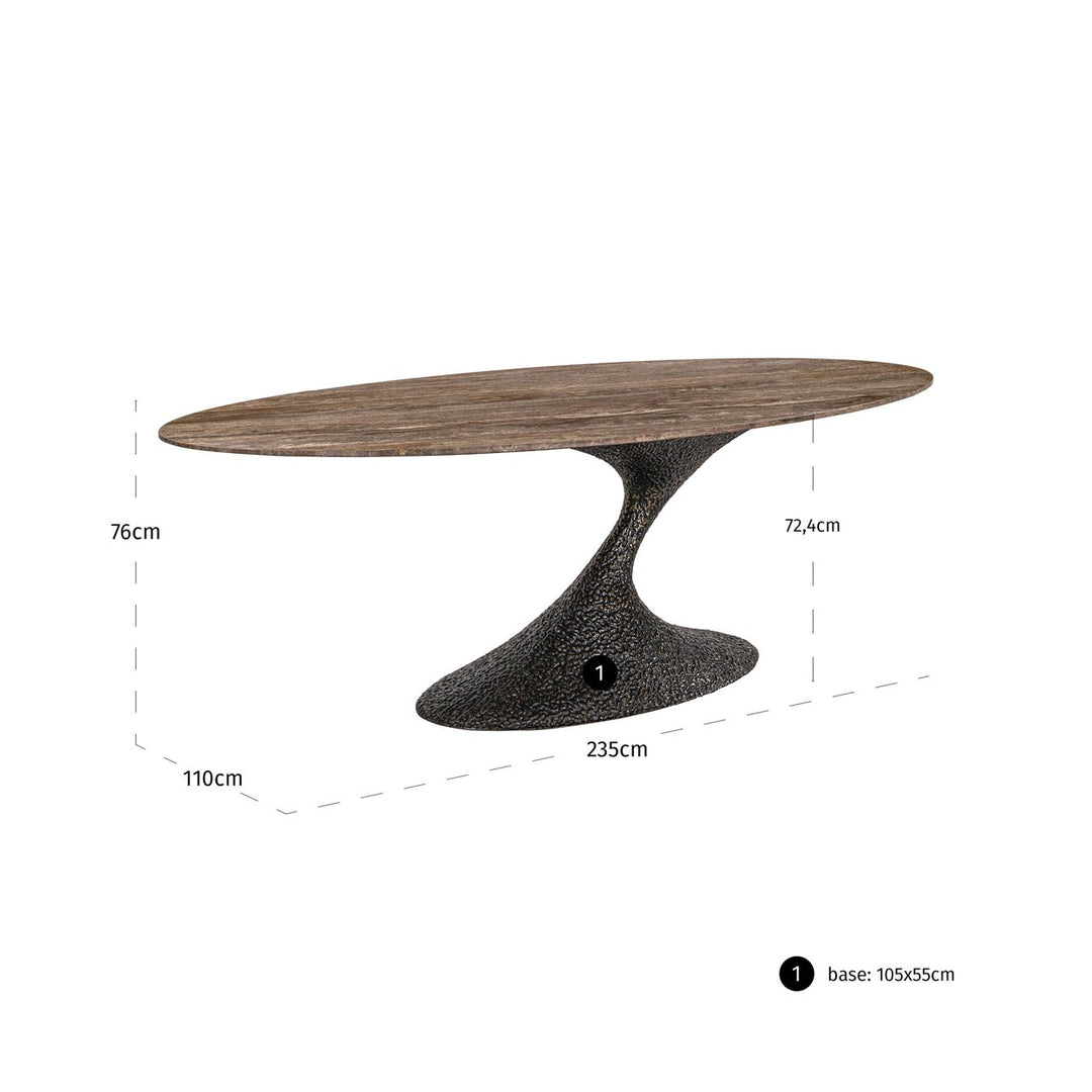Eettafel Russo ash brown oval 235