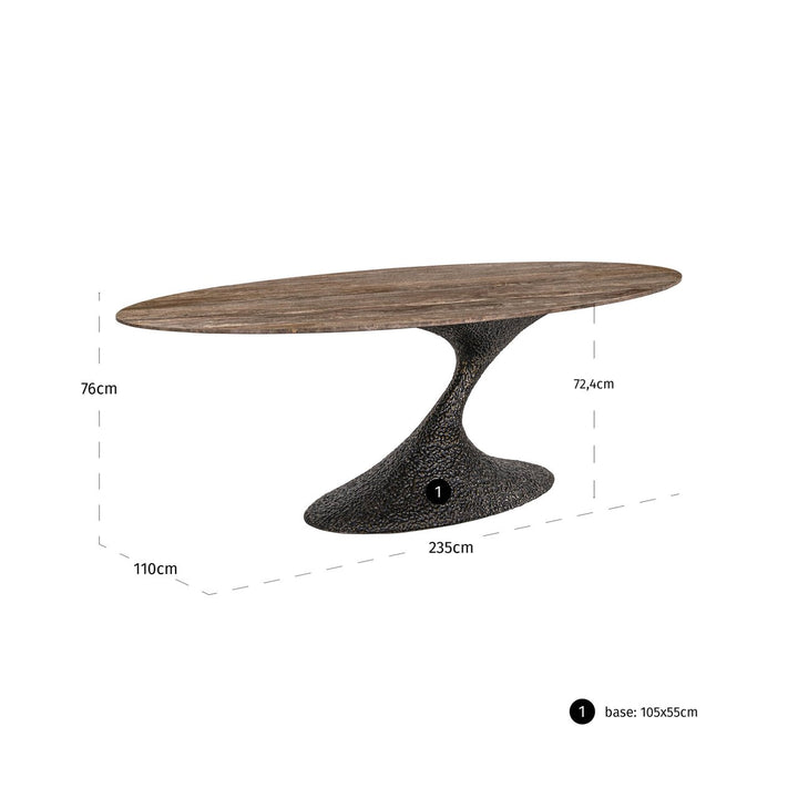 Eettafel Russo ash brown oval 235